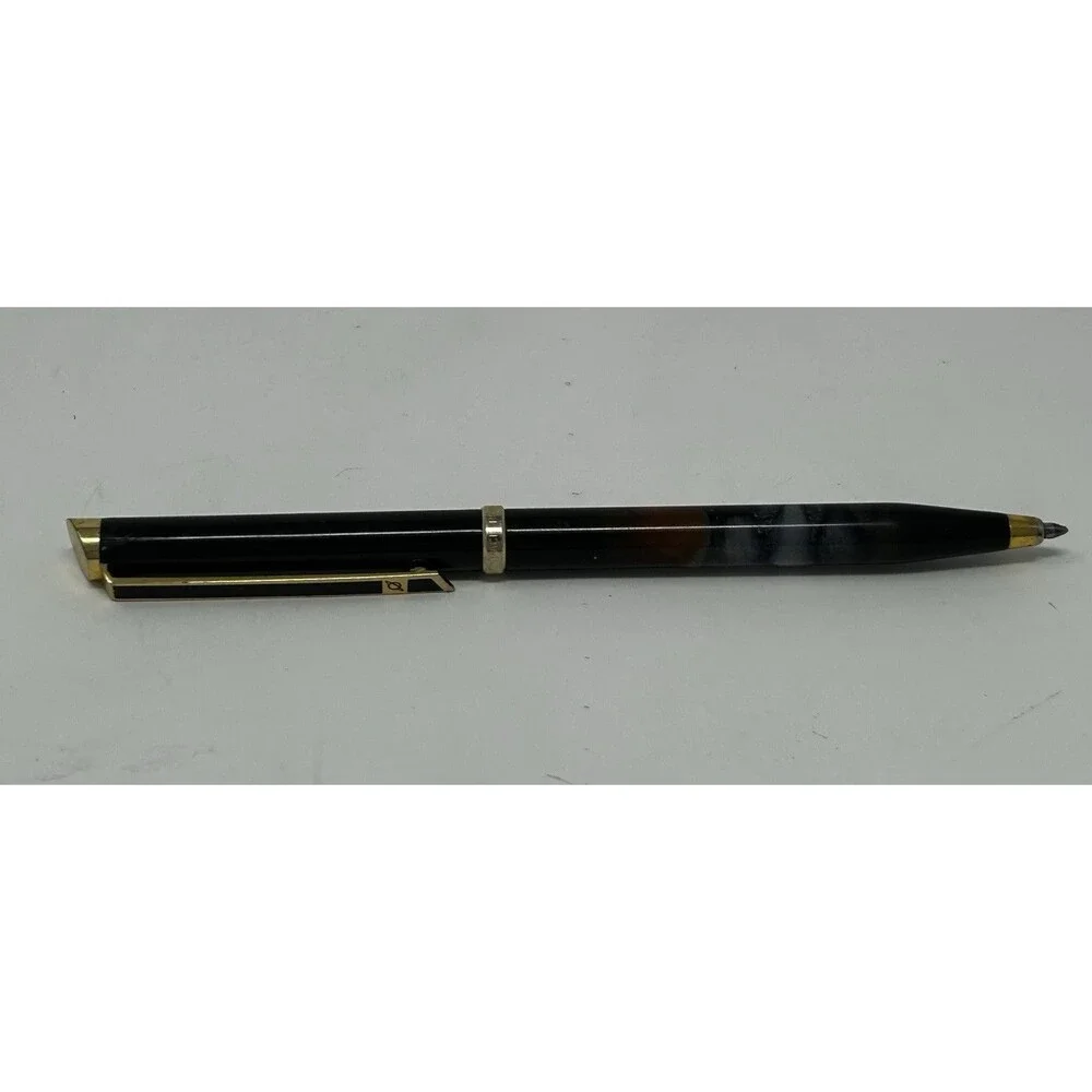Vintage Fisher Space Pen Black Lacquer Gold Trim Ballpoint Pen PR4F USA Working